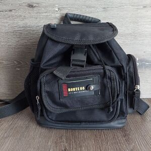 Vintage Route 66 Black Cinch Drawstring Backpack